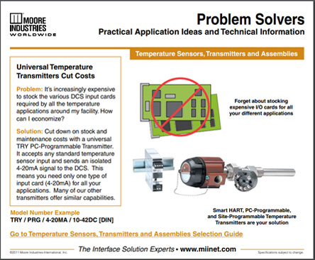 Universal Temperature Transmitters Cut Costs Problem Solvers Moore Industries