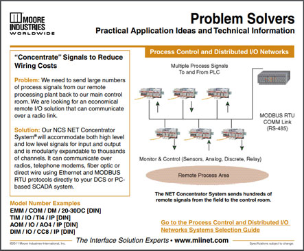 Concentrate Signals to Reduce Wiring Costs Problem Solvers Moore Industries