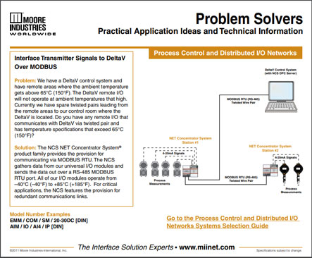 Interface Transmitter Signals to DeltaV Over MODBUS Problem Solvers Moore Industries