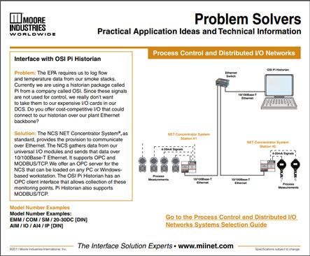 Interface with OSI Pi Historian Problem Solvers Moore Industries