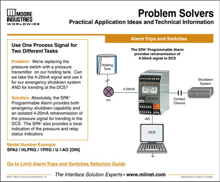 Use One Process Signal for Two Different Tasks Problem Solvers Moore Industries
