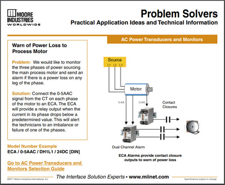 Warn of Power Loss to Process Motor Problem Solvers Moore Industries