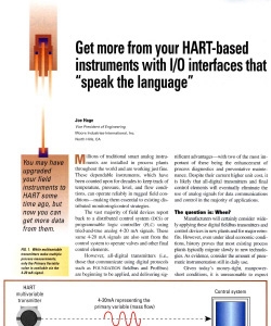 Get More from Your HART-Based Instruments with I/O Interfaces that &quot;Speak the Language&quot;